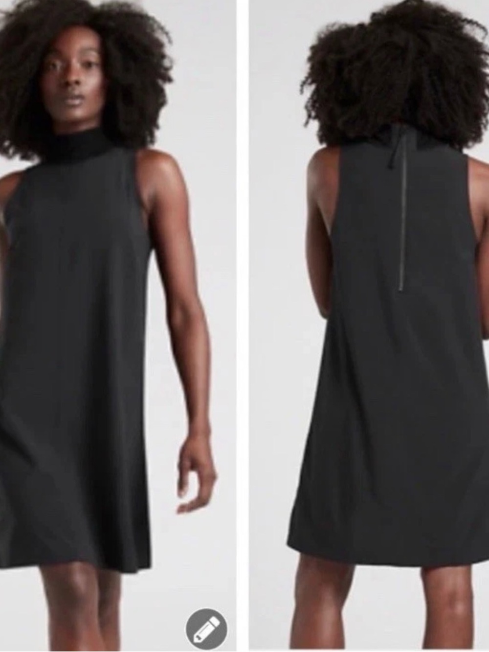 ATHLETA Initiative Dress Size Medium Black Mock Sleeveless Athleisure Sporty